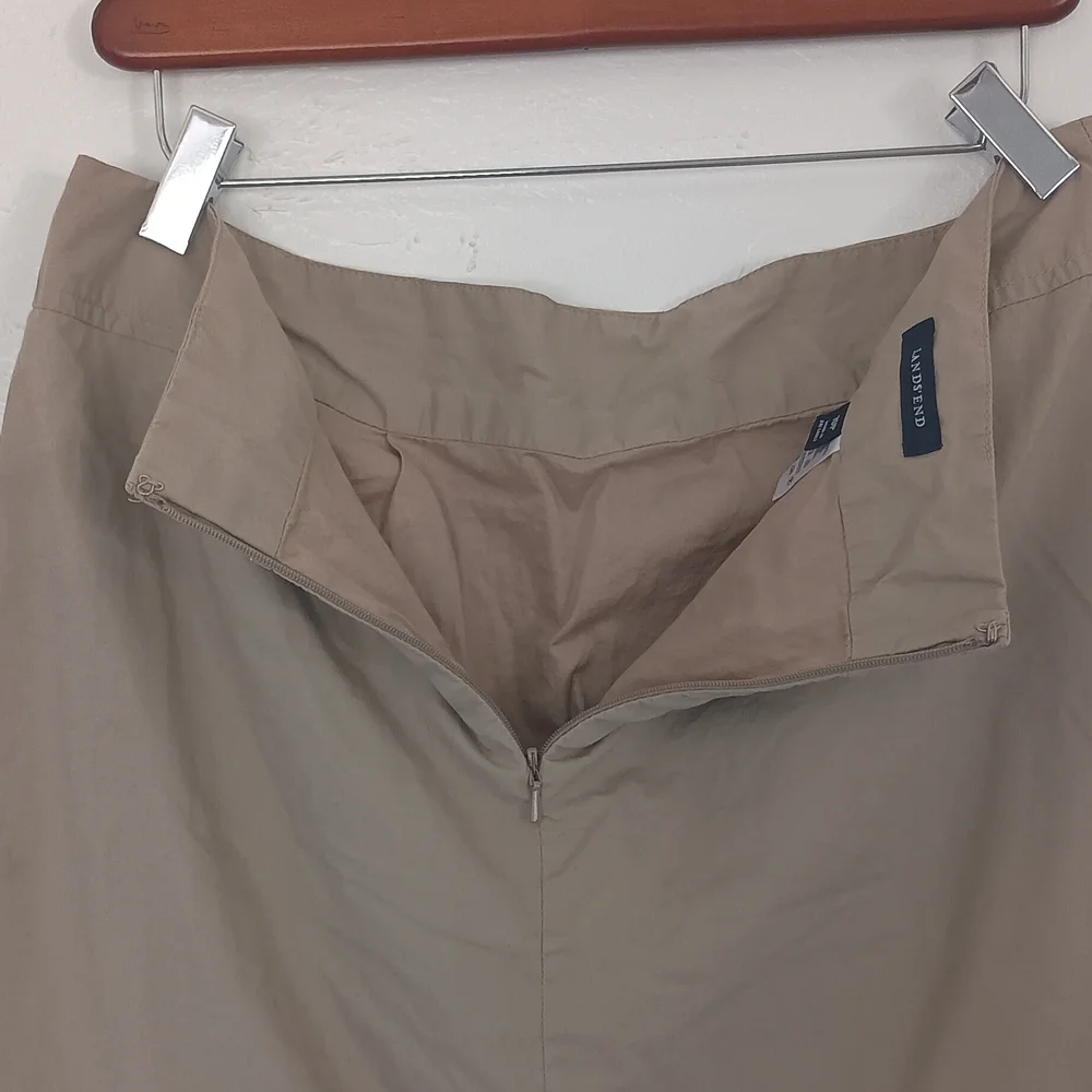 Lands' End 100% Cotton A-Line Skirt Pockets Lined